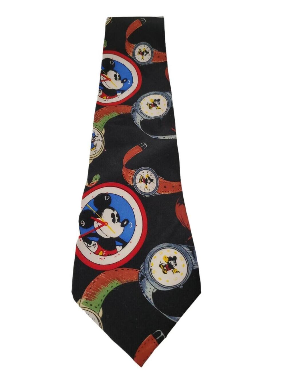 Balancine The Tie Works Disney Mickey Tie 100% Silk Watches Clocks Korea 54"